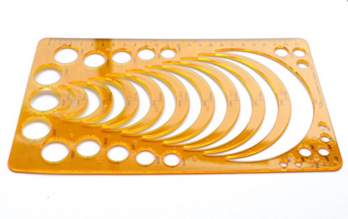 YEJI Set of 2 Plastic orange color Circle Radius Arc Master Stencil Circle Geometric Drawing Measuring Template Stencil Ruler