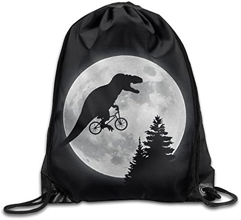 MCWO GRAY Drawstring Bag ET Dinosaur And Moon Backpack Draw Cord Bag Sackpack Shoulder Bags Gym Bag Large Lightweight Gym For Men And Women Hiking Swimming Yoga