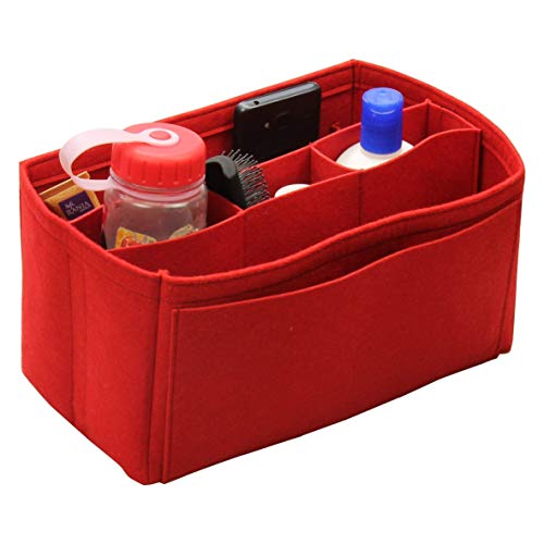 [Fits Neverfull MM/Speedy 30, Red] Felt Organizer (with Detachable Middle Compartments), Bag in Bag, Wool Purse Insert, Customized Tote Organize, Cosmetic Makeup Diaper Handbag - Thumbnail 3