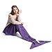 Kpblis Knitted Mermaid Tail 71-Inch-by-35-Inch Blanket Purple