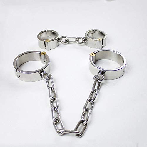 COSY-L Stainless Steel Handcuffs and Anklet Cuffs Lockable Bondage Set – BDSM Fetish Wear Adult Games Sex Toys for Couples,Female