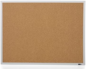 Cork Bulletin Board 36" X 24" with 10 Push Pins, Corkboard with Aluminum Frame, Cork Notice Board for Home, Office, School