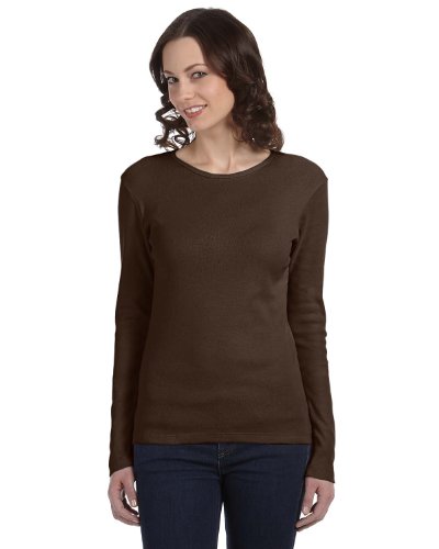 Bella Ladies' 11 Rib Long Sleeve T-Shirt 5001, 2X-Large, Chocolate