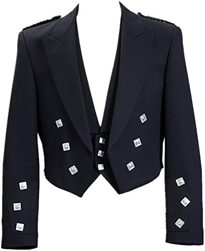LucasiniMens Scottish Prince Charlie Kilt Jacket with Vest