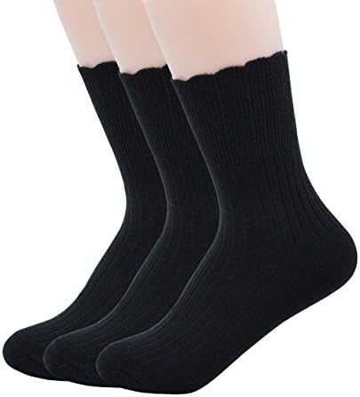YJLSO Women Solid Color Casual Cotton Socks 3 pairs A17 (Black)