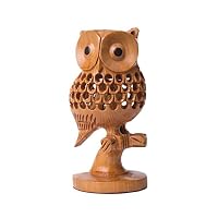 SmartHUG Hand Carved Wooden Owl Figurine