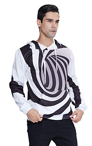 Womens Hoodies Sweatshirts Cool 3D Swirl Hoodie Pullover Casual Long Sleeve Pull On Hoody Jumper 80s Vintage Hooded Jumper with Kanga Pocket