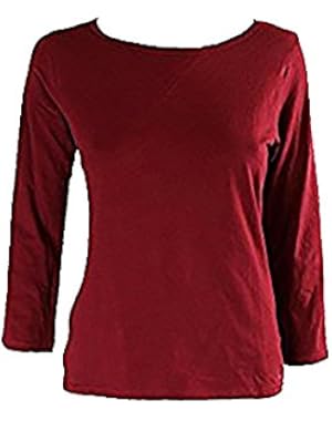 Comfort Cotton 3/4 Sleeve Top Red X-Large
