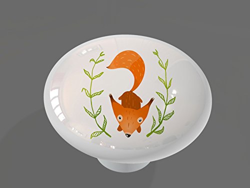 Whimsical Woodland Fox Gloss Ceramic Drawer Knob