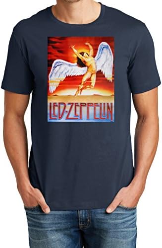 Blueberri Apparel Big Mens Soft Cotton LED Zeppelin Swan Song Graphic Tshirt, Navy, 5X
