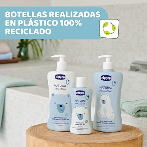 Gel de Baño Natural Sensation, Cosmética Bebés y Recién Nacidos 0 + Meses, Ingredientes Naturales, Limpia Piel y Cuerpo del Bebé, Envase Sostenible, 500 ml