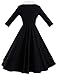 GownTown Womens 1950s Cape Collar Vintage Swing Stretchy Dresses, Black, Large