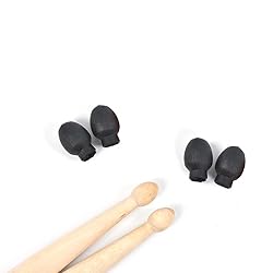 2 Pairs Rubber Drumstick Caps Black Drum Stick Tip