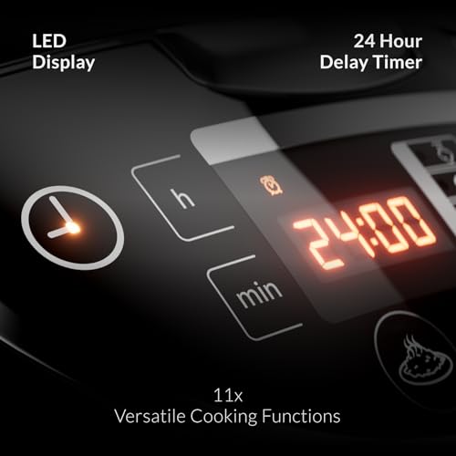 Feller Germany RC33 Digital Rice Cooker 3L (1L Rice Capacity) – 11-in-1 Multi Cooker, LED Display, Steamer, Timer & Non-Stick Pot – Electric Cooker (Black)