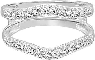 Wholesale Diamonds 14K white gold .50 carat round Cut diamond solitaire enhancer two swirling bands solitaire ring guard wrap wedding band (white-gold)