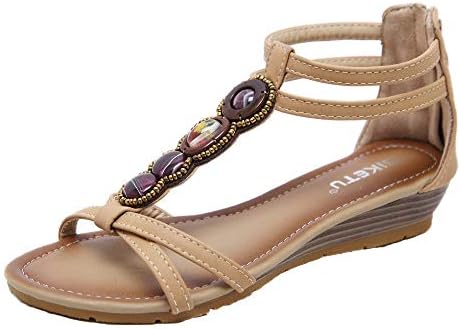 Bohemian Sandals,Boomboom Summer Beach Holiday Women Teens Peep Toe Elastic Bohemia Shoe Flat Sandals