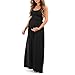 Women's Ruched Sleeveless Maternity Dress by Mother Bee - Made in USA,Black,Small