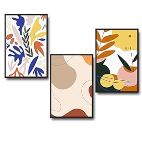 3 Piece Framed Canvas Wall Art for Living Room, Bedroom Mattis and Brutalist Canvas Prints for Modern Home Decoration Ready to Hang - 16"x24"x3 Panels