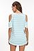 HBEYYTO Womens Cold Shoulder Striped Print T Shirt Short Sleeve Round Neck Casual Loose Tops and Blouse S-XXL