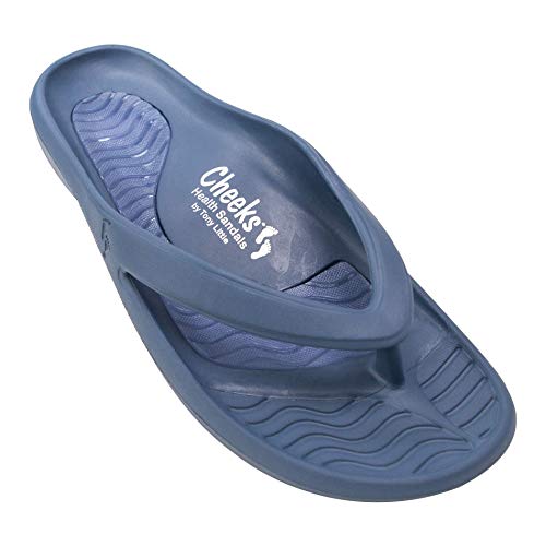 Cheeks Health Sandals, by Tony Little – One Piece Foot Technology; Made from Low Impact EVA Plastic, Waterproof, Lightweight with Arch Support, Molded Footbed,Gel Insoles – Health Sandals Solid – Denim – Size 8
