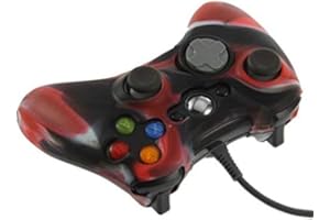 OSTENT Camouflage Soft Silicone Skin Case Cover Pouch Compatible for Microsoft Xbox 360 Controller - Color Red