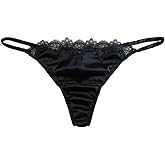 Yavorrs Womens Silk Satin Panties G String Thong Lace Underwear