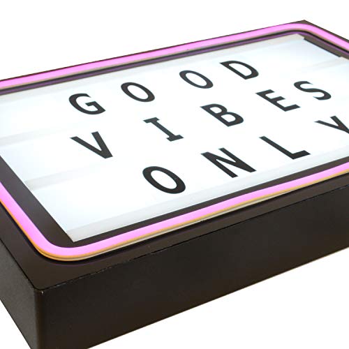 Brooklyn Lighting Company Cinematic Light Box, LED Light Box, Cinema Light Box, Letter Light Box with Neon Pink Light, 200 Letters, 24 LED Lights and USB Cable, Size 16 x 12 x 2     