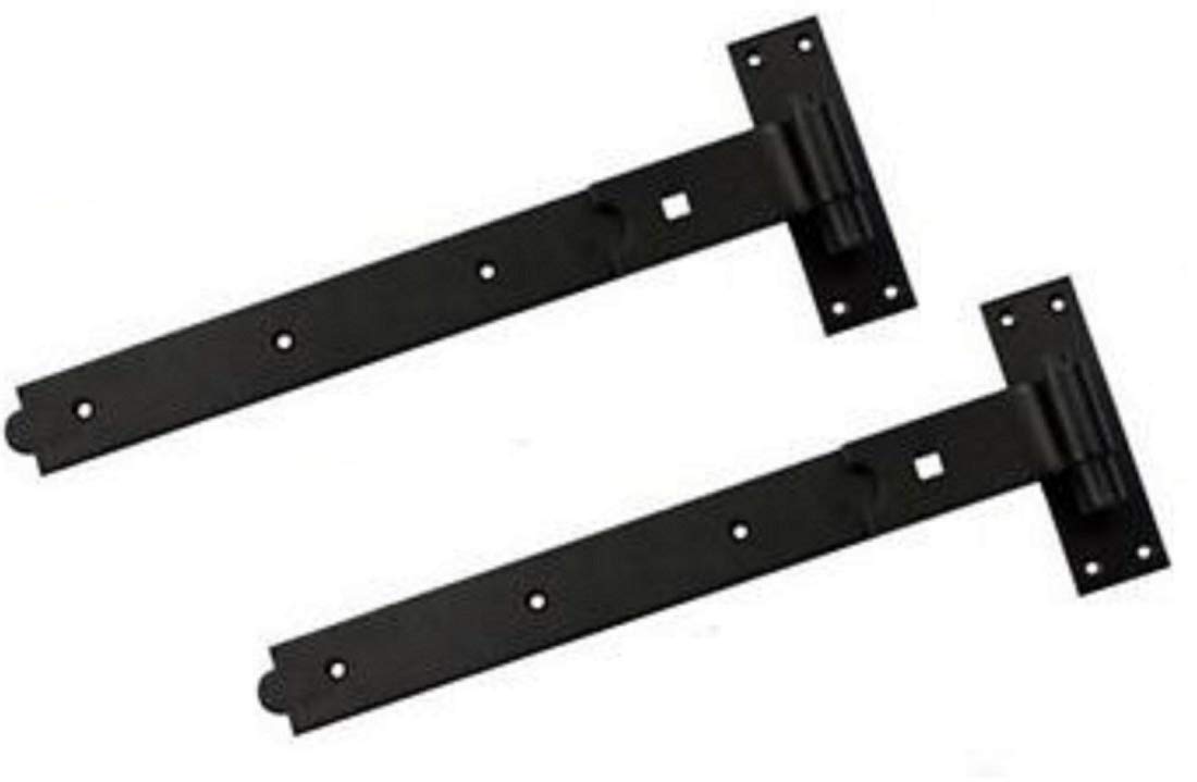 Wyre Direct Cranked Gate Hinges - Black Heavy Duty Hook and Band Stable Farm - 400mm (16") - 1 Pair