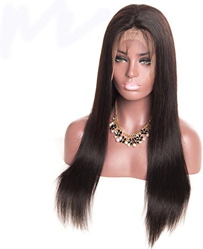 Kerrywigs Brazilian Hair Silky Straight Full Lace Wigs For Black Women Human Hair Lace Front Wig Baby Hair Natural Hairline Pre Plucked (16inch, Lace Front Wig)