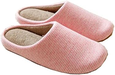 Cinyifaan Cotton Stripe Memory Foam Soft Slippers House Sliper Indoor Shoes