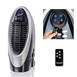 Honeywell 300-412CFM Portable Evaporative Cooler, Fan & Humidifier with Ice Compartment, Carbon Dust Filter & Remote, CS10XE, Silver/Black