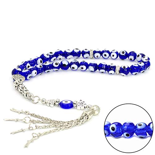 New evil eye blue glass prayer beads, worry beads (33 b…