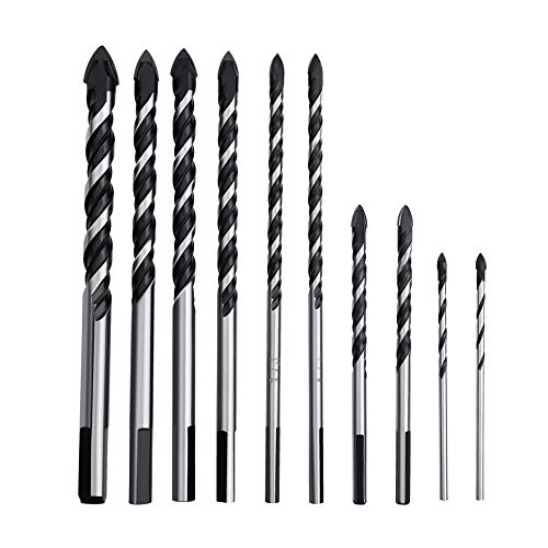Masonry Drill Bits Set With High Bend Resistance Solid Carbide Tip Type Ideal for Drilling Building Materials (Tile, Brick, Cement, Concrete, Glass, Plastic, Cinder Block, Wood) Hardened Steel Body - Thumbnail 4