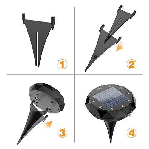Leknes Solar Ground Lights,Upgrade Solar Powered Solar Garden Lights Solar Disk Lights Outdoor Waterproof Solar Landscape Lighting Auto on/Off with Sensor for Patio Pathway Garden Lawn Yard, 4 Pack