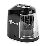 Electric Pencil Sharpener – Black Design Helical Metal Blade 3 Types of Sharpening for all Pencils Including Color Auto-Stop Feature – Electric Battery or USB Operated – Portable Safe