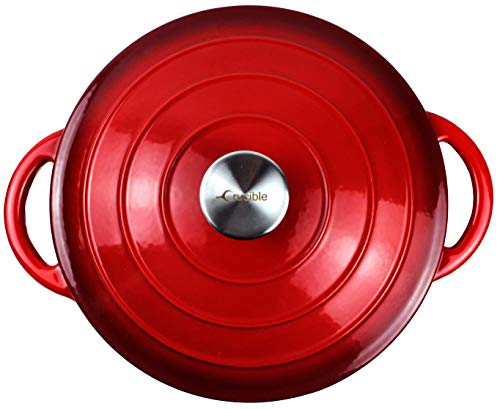 Dutch Oven Enameled Cast Iron Pot with Dual Handle and Cover Casserole Dish - Round Red 10.23" (26 cm)