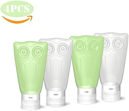 Travel Bottles,3 fl oz/83ml Silicone Travel Container,Leak Proof,BPA Free,TSA Approved,Set of 4 PCS with Clear Toiletry bag,Travel Kit for Shampoo/Conditioner/Lotion/Honey/Toiletries -VelPal