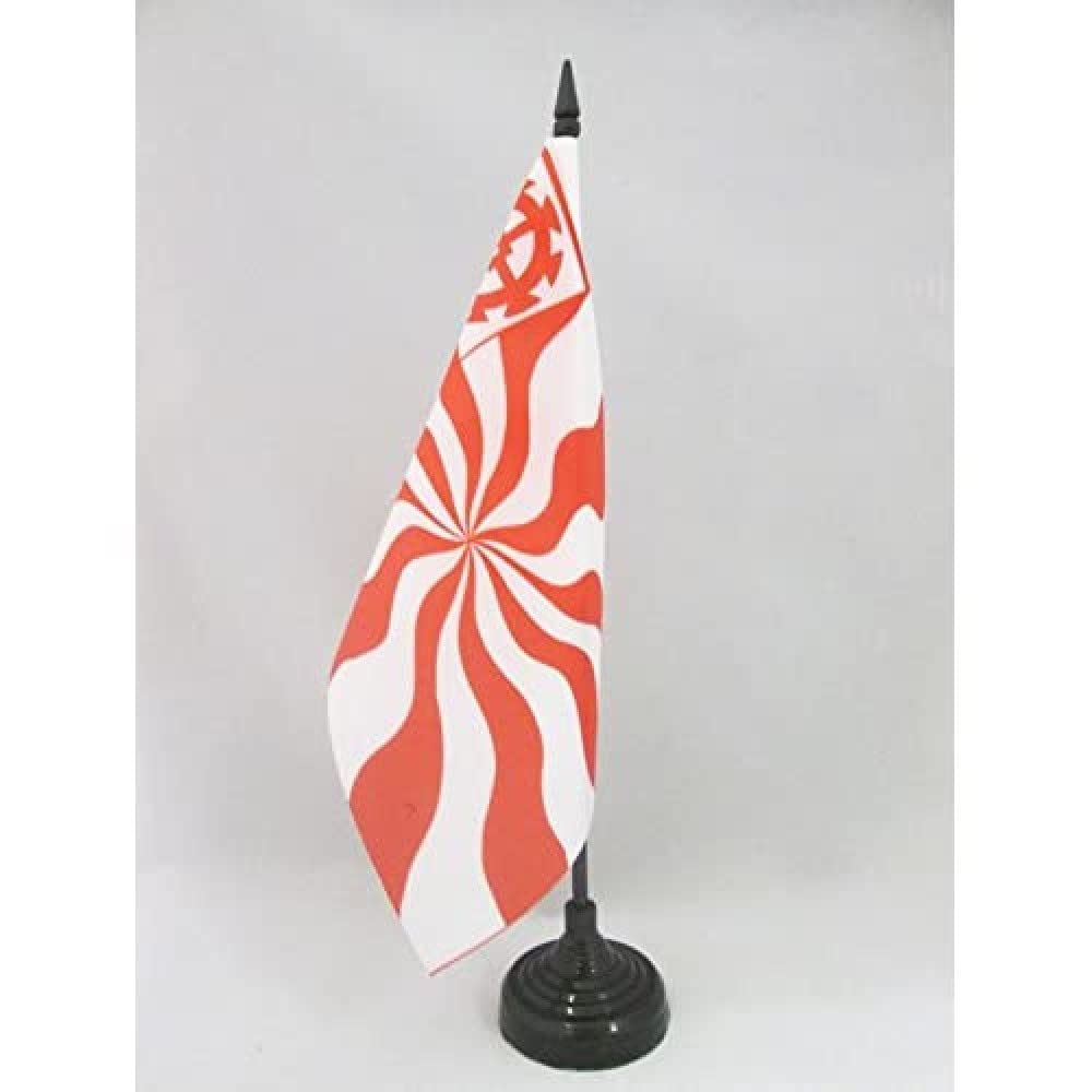 AZ FLAG Imperial Free City of Mulhouse Table Flag 5'' x 8'' - Mulhouse Office Decoration 100% Polyester 21 x 14 cm - Mini Desk Flag with Pole and Black Plastic Base