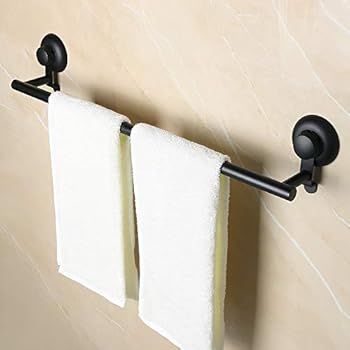 Alise Suction Cups Bathroom Single Towel Bar/Rail Towel Hanger Non Drilling Mount 24-Inch,GX2201-B SUS304 Stainless Steel Matte Black