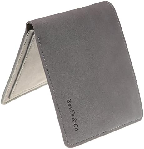 KeepVogue RFID Blocking Mens Dull Polish Leather Slim Bifold Credit Card Holder Wallet (Gray)