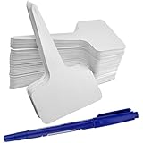 Ishua 100pcs 2.36"x3.94" inch（6 x10 cm) Plastic Plant T-type Tags Markers Nursery Garden Labels Gray (White)