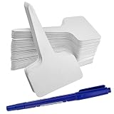 ishua 100pcs 2.36"x3.94" inch（6 x10 cm Plastic Plant T-Type Tags Markers Nursery Garden Labels Gray (White)