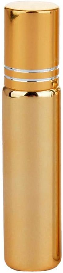 xianhuzhenzhen Practical Quality 10 ml Metal Essential Oil Roller Bottles Roll-On Aromatherapy Perfumes for Home Decoration(None 5 ml Gold)