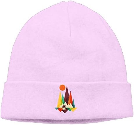 LZXJU Skull Knit Graphic Mountain Bear Sunrise Shadow Beanie Cap Pink