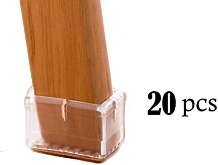 TEKEFT 16 Packs Clear Plastic Chair Socks Floor Protector Furniture Slider Pads for 1-1/4×1-7/8‘’