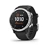 Garmin Fēnix 6S Solar, Solar-powered Multisport GPS Watch, Advanced Training Features and Data, Silver with Black Band