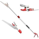 DCM 4 ft - 7.2ft Telescoping Cut and Hold Long Reach Bypass Garden Pruner, Pole Saw, Extendable saw, Fruit Picker Harvester, Gardening Shear (4-7.2 Feet Telescoping)