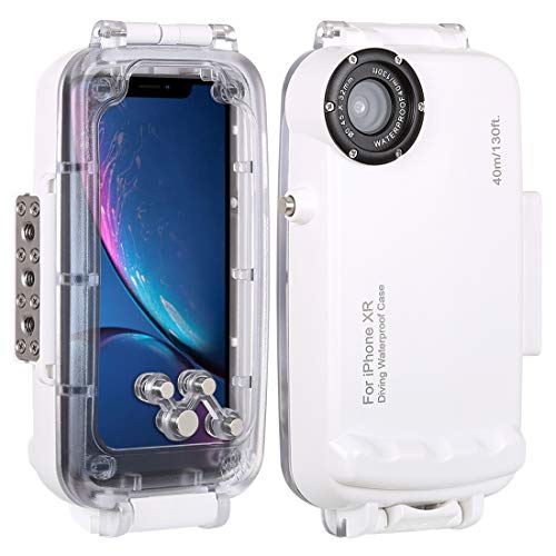 HAWELL iPhone XR Diving Case, Professional [40m/130ft] Surfing Swimming Snorkeling Photo Video Waterproof Protective Case Underwater Housing for iPhone with Lanyard (iPhone XR White)