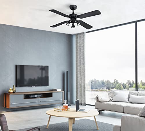 73061 Princess Euro, traditioneller 105 cm Deckenventilator mit Beleuchtung von Westinghouse Lighting, Ausführung in gebürstetem brüniertem Metall mit drei Strahlern