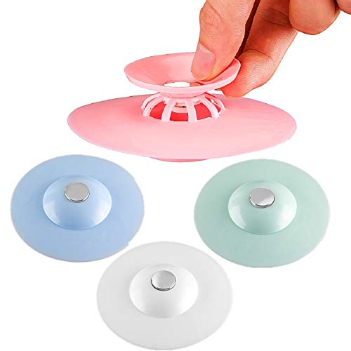 Sink Strainer 2 Pack,Plainmarsh Hair Catcher Drain Stopper Silicone Bathtub Drain Cover 2 in 1 Stop and Filter for Bathroom or Kitchen Wide Rim 4" Diameter